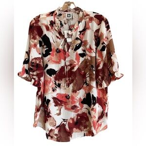 Anne Klein Bisqueware Woven Top Pink Clay NWT Size L